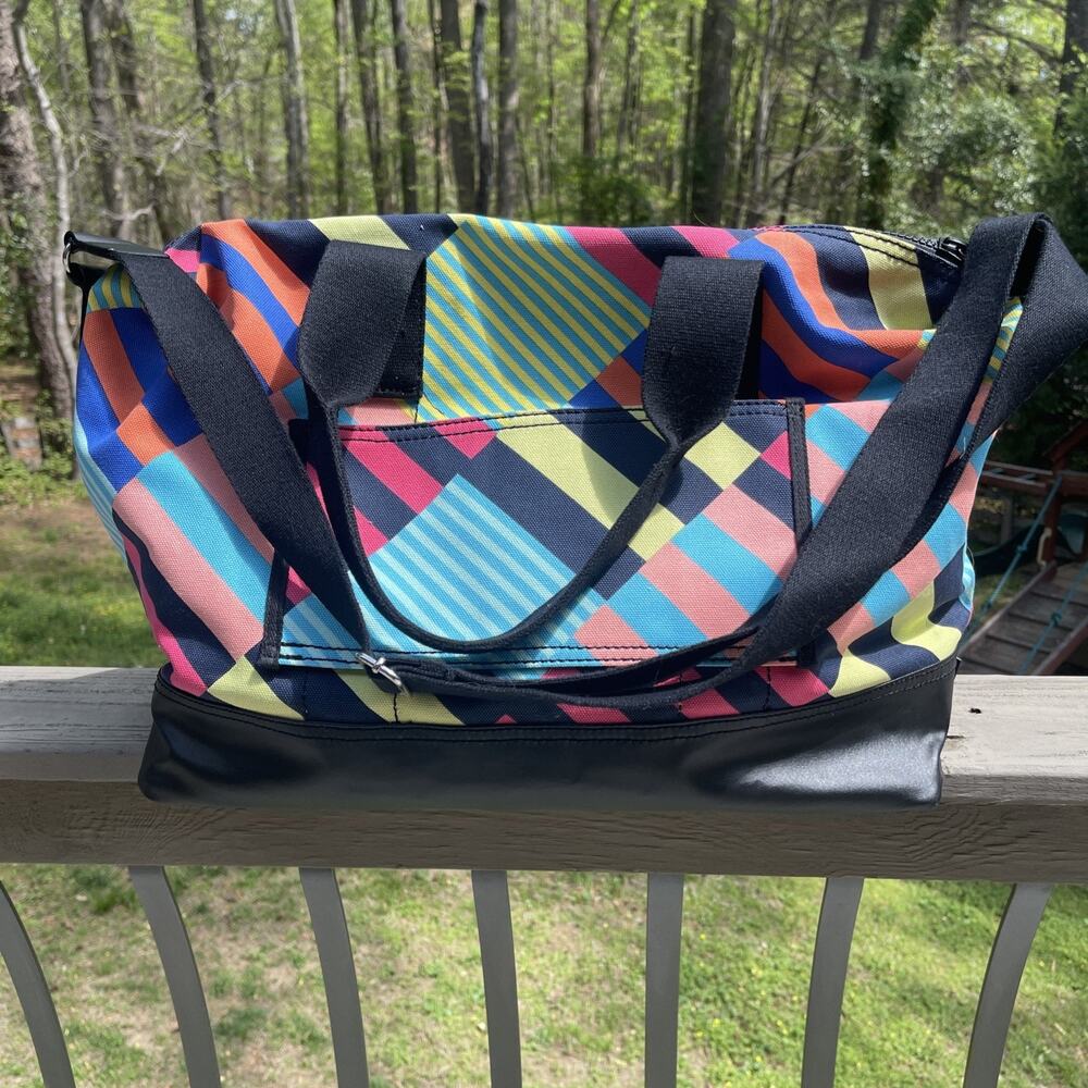 Multi Color Lands End Canvas Weekender Bag Adjustable Straps Carry Handle New